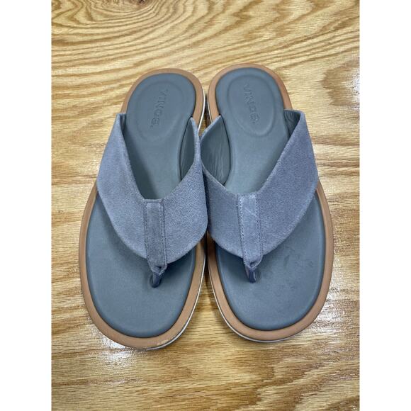 Vince Dean Flip Flop Sandals Men\'s 8.5 Gray Suede Slip-On Flat Heel Open Toe S40 main image 4